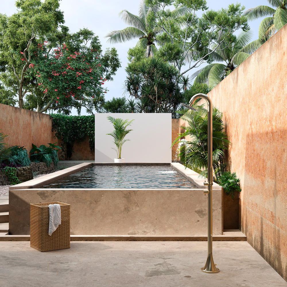 Douche or en inox 316l 229e8239 cm avec douchette eau chaude et froide