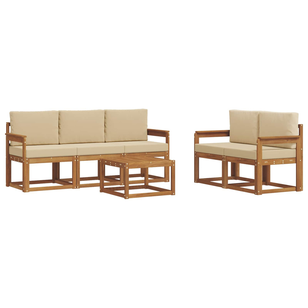 Ensemble de canapés d'extérieur 6 pcs naturel et beige