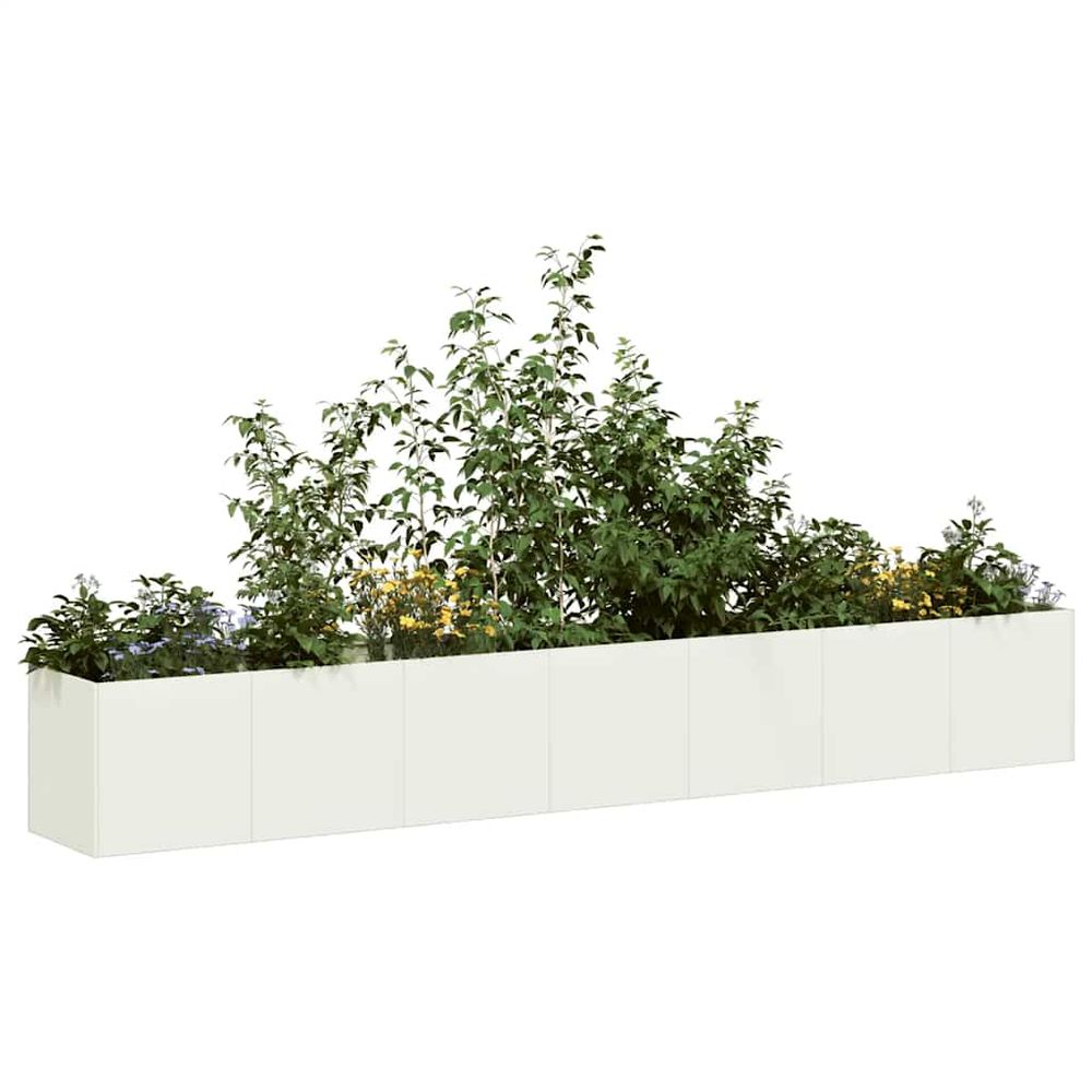 Jardinière rectangulaire en acier pour jardin et terrasse blanc 280x40x40 cm