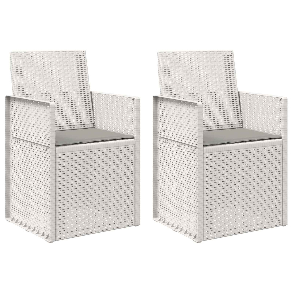 Chaises de jardin salle à manger 2 pcs blanc et gris clair pp