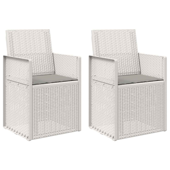 Chaises de jardin salle à manger 2 pcs blanc et gris clair pp