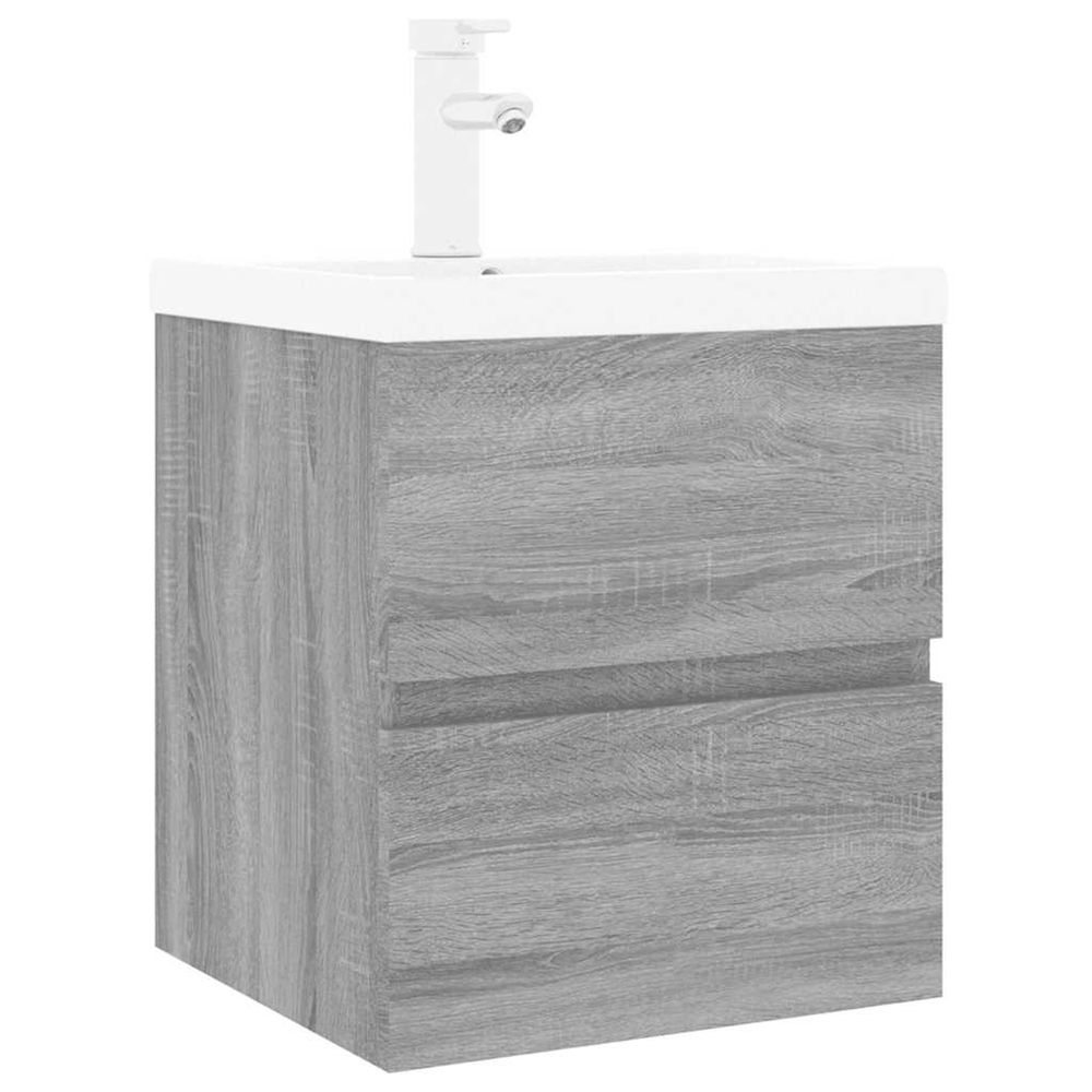 Meuble lavabo avec bassin intégré sonoma gris bois d'ingénierie