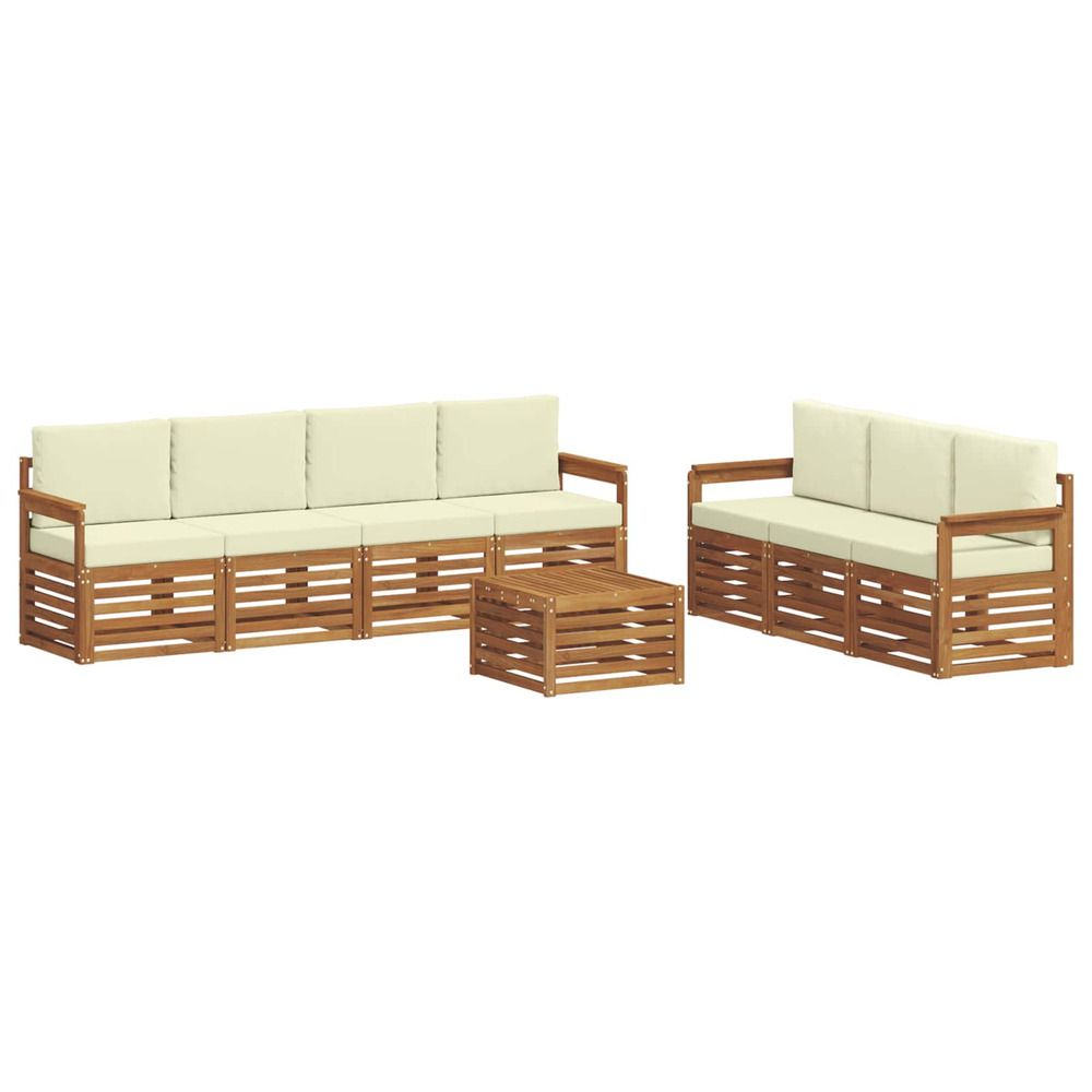 Ensembles de canapés 8 pc naturel et crème bois d'acacia massif