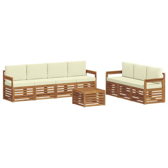 Ensembles de canapés 8 pc naturel et crème bois d'acacia massif