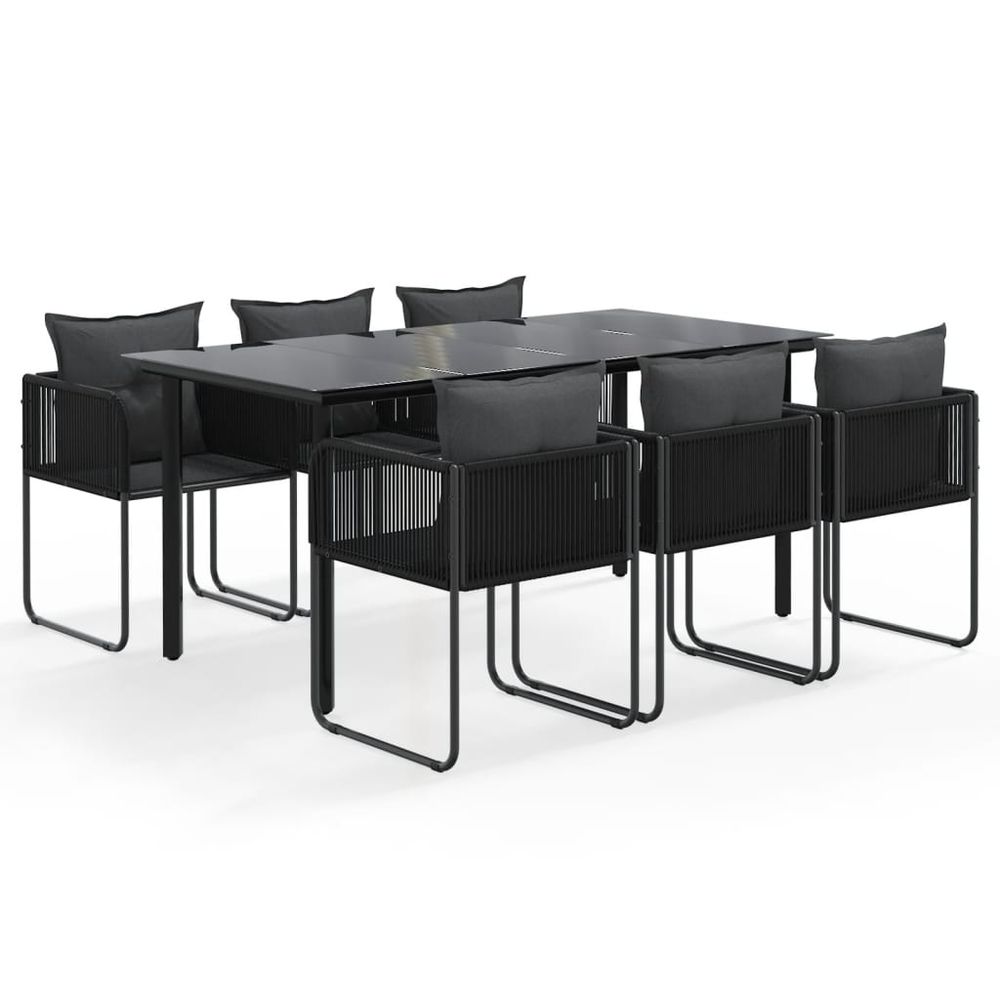 Ensemble à manger de jardin 7 pcs noir
