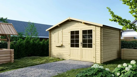 Abri de jardin en bois - 12m2 - 4x3m - ep. 28mm - couleur: naturel - dom124 - altanka
