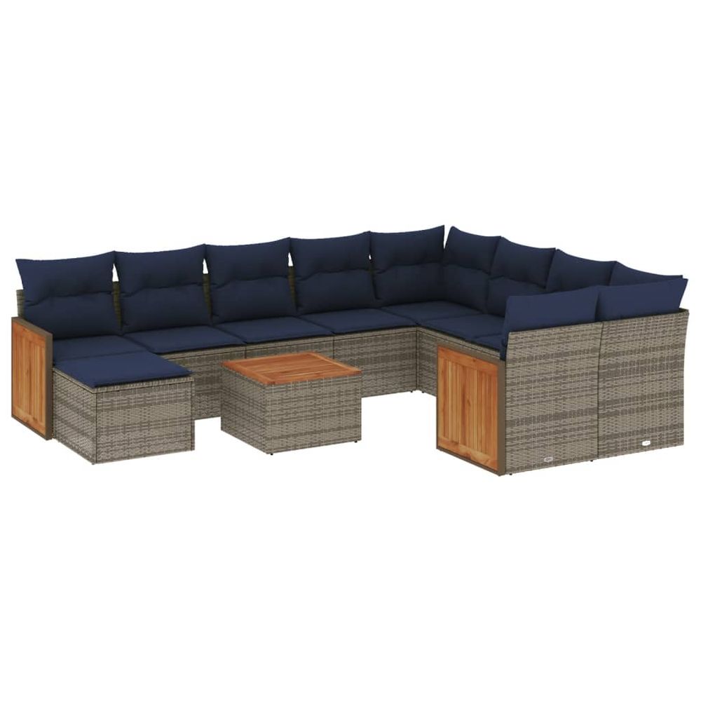 Ensemble de canapé de jardin 11 pcs avec coussins gris