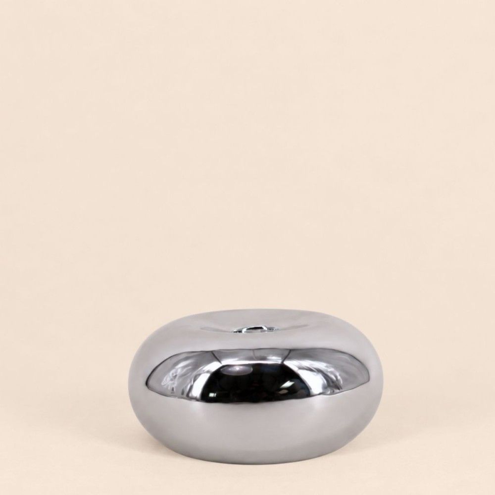 Bougeoir en céramique argenté d12cm