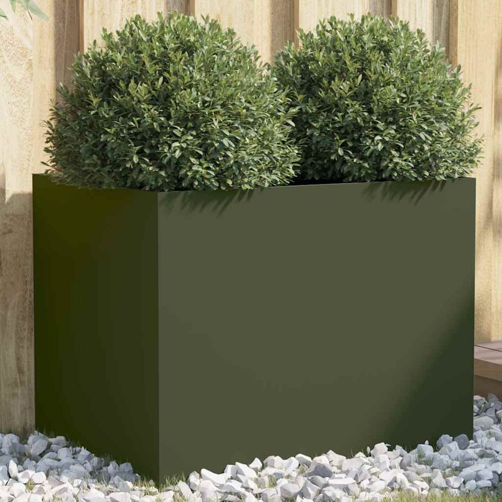 Grand carré potager en acier 62x47x46 cm vert olive