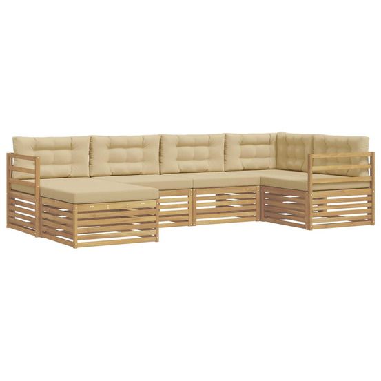 Ensemble de canapés d'extérieur 6 pc blanc et beige polyester