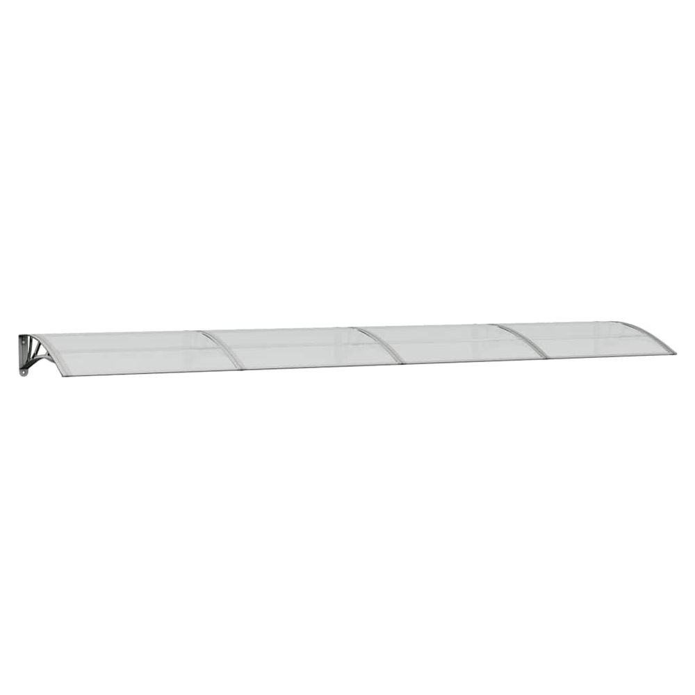 Auvent de porte gris et transparent 400x75 cm polycarbonate