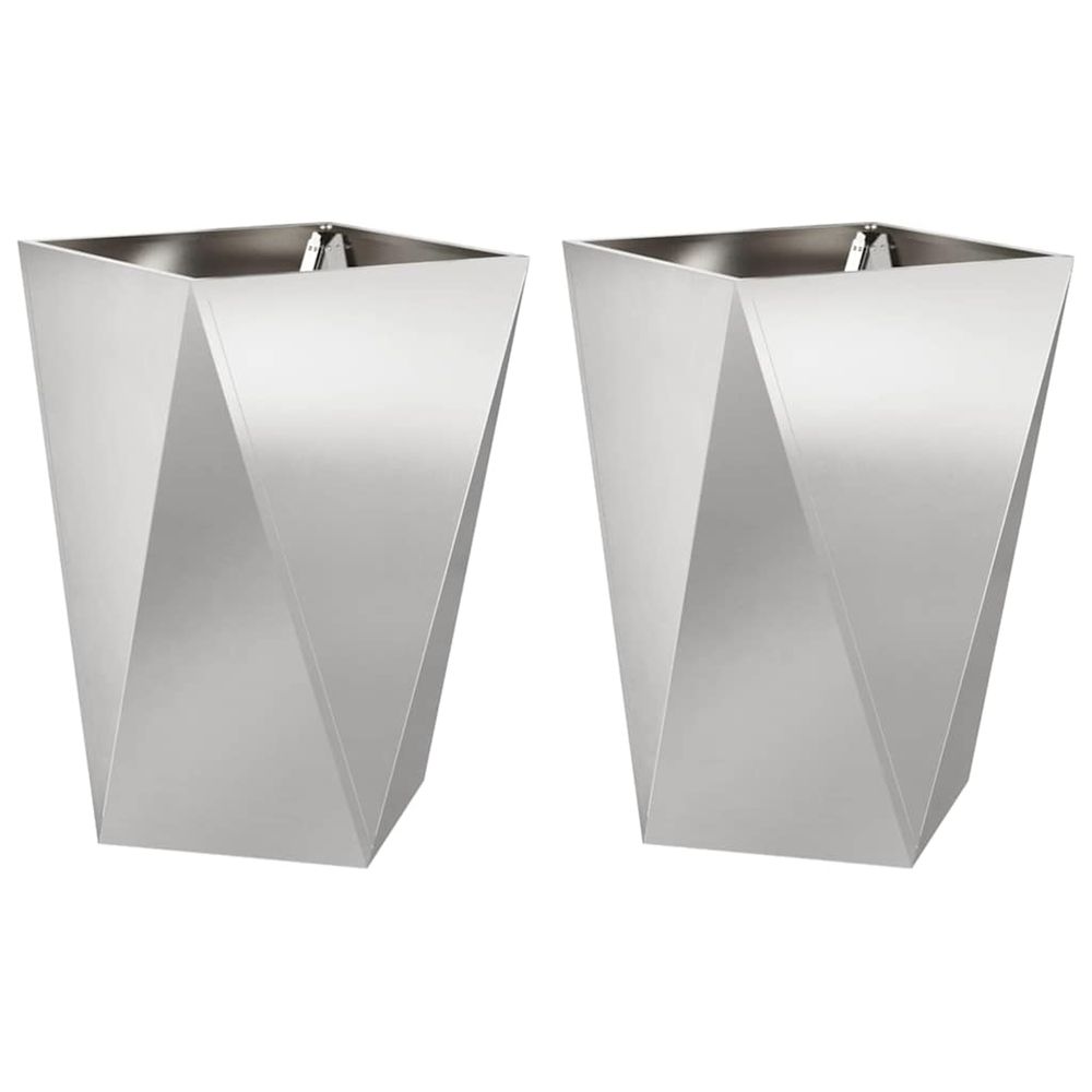 Jardinière d'extérieur 2 pc argent 50 x 50 x 75 cm acier inoxydable