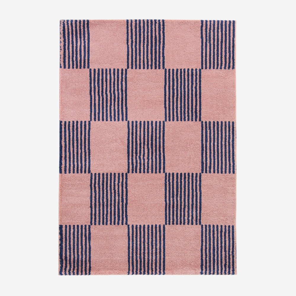 Tapis intérieur damier bleu et rose - fergew