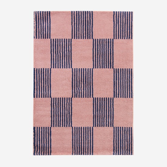 Tapis intérieur damier bleu et rose - fergew