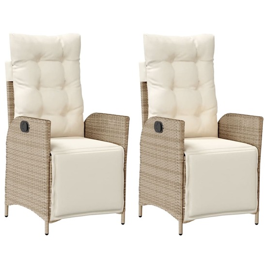 Chaises inclinables de jardin lot de 2 avec repose-pied rotin
