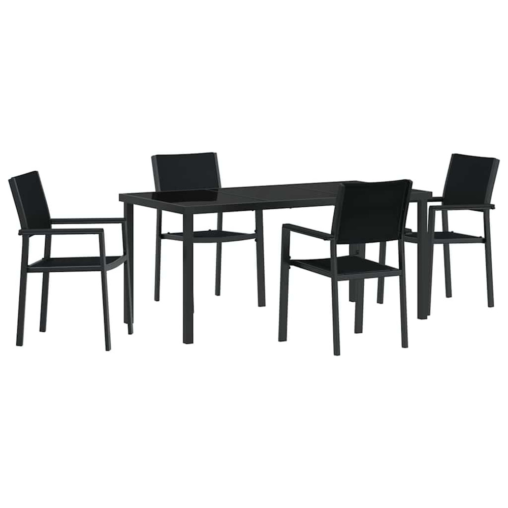 Ensemble de salle à manger pour jardin 5 pcs noir