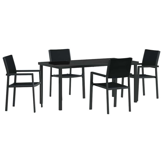 Ensemble de salle à manger pour jardin 5 pcs noir poly rotin