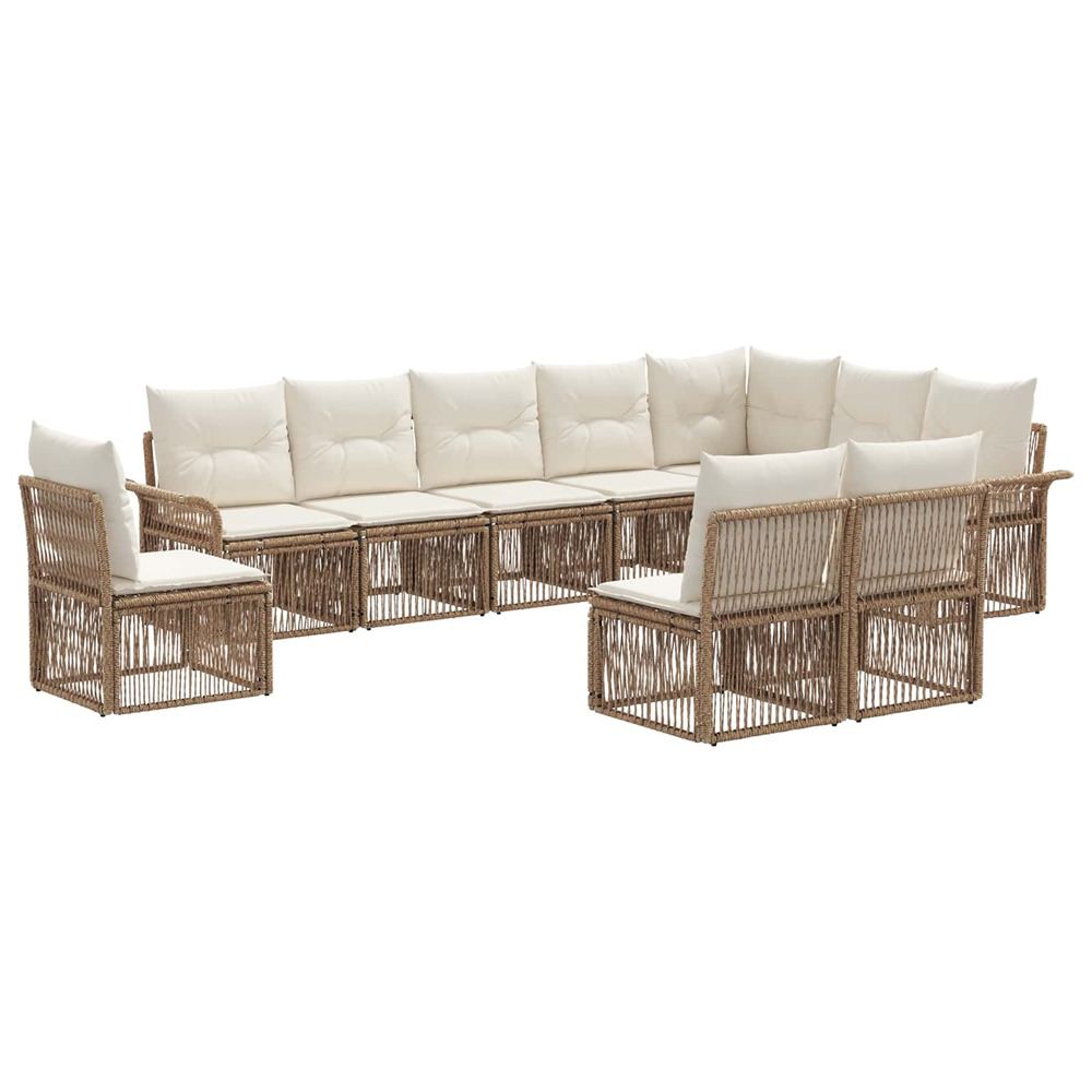 Ensemble de canapé de jardin 10 pcs beige polyrotin
