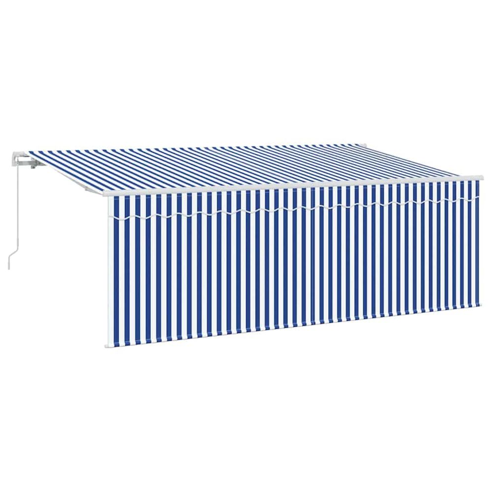 Auvent rétractable bleu et blanc 400 x 200 cm