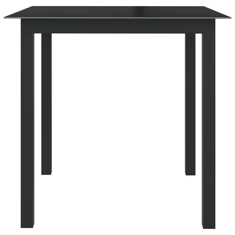 Table de jardin noir 80x80x74 cm aluminium et verre
