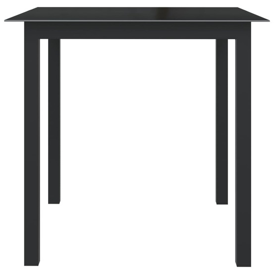 Table de jardin noir 80x80x74 cm aluminium et verre