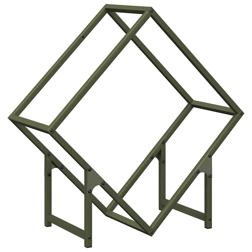 Portant de bois chauffage vert olive 60x25x60 cm