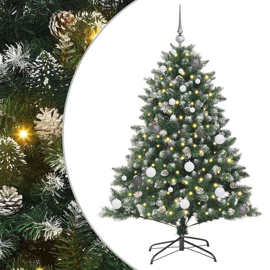 Sapin de noël artificiel vert 150 cm pvc, plastique et acier