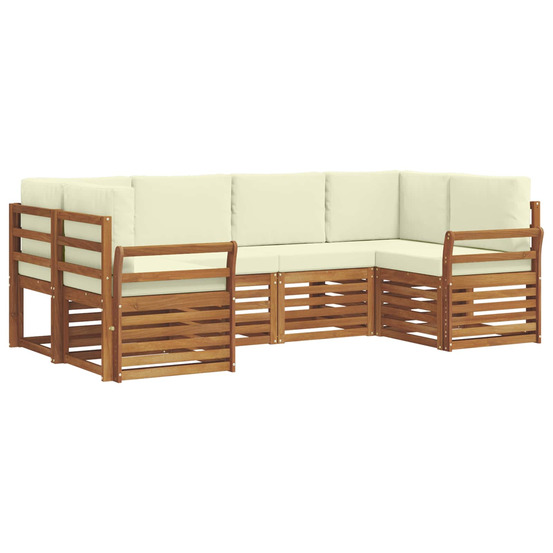 Ensemble de canapé d'angle avec coussin 6 pcs naturel et crème