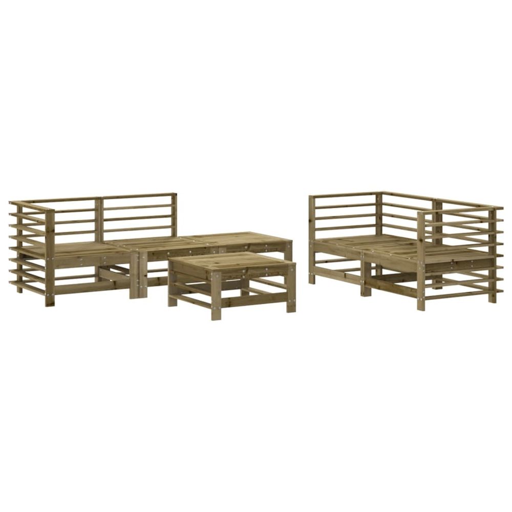 Salon de jardin 6 pcs bois de pin imprégné