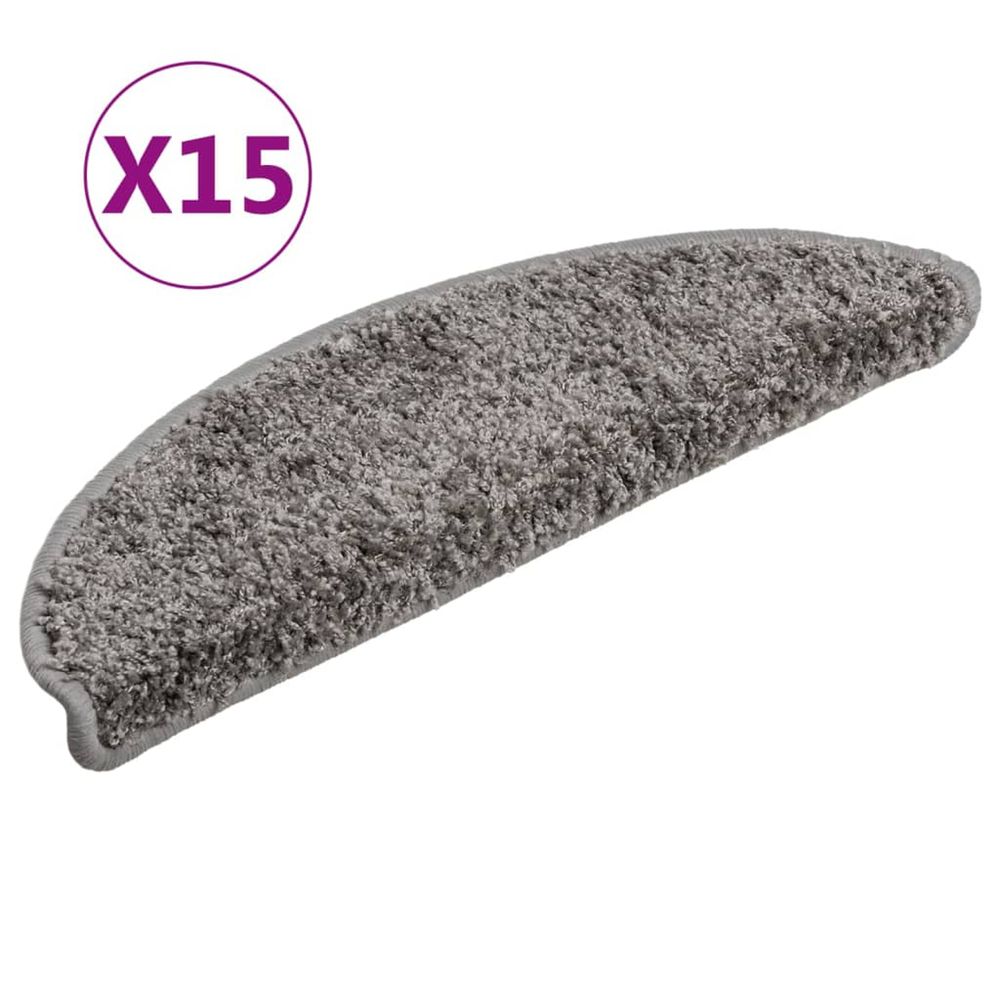 Tapis d'escalier 15 pcs Gris 56 x 20 cm