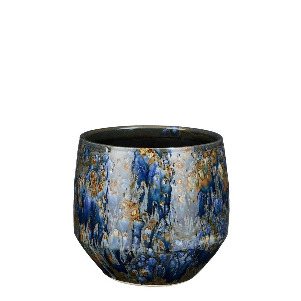 Mica decorations pot de fleurs harris - 20x20x18 cm - céramique - bleu