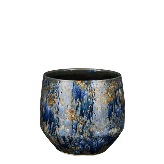 Mica decorations pot de fleurs harris - 20x20x18 cm - céramique - bleu