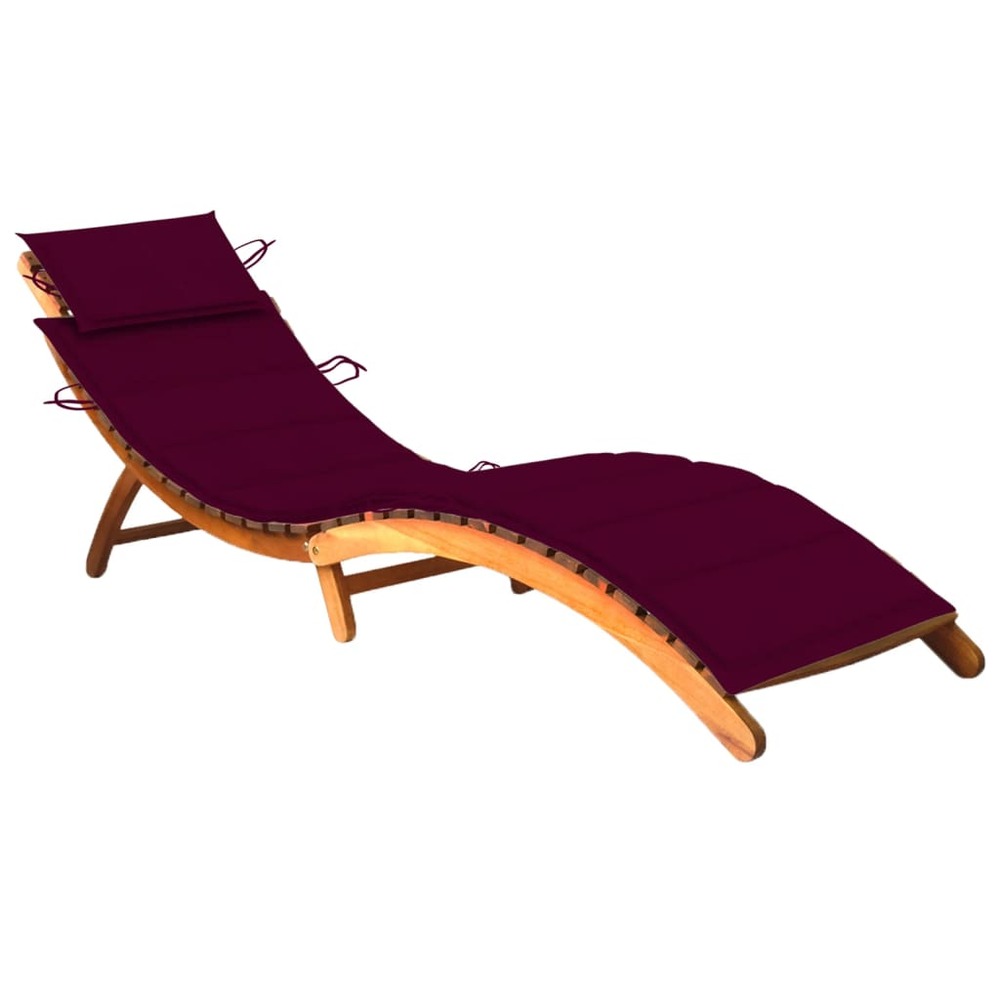 Transat chaise longue bain de soleil lit de jardin terrasse meuble d'extérieur avec coussin bois d'acacia solide