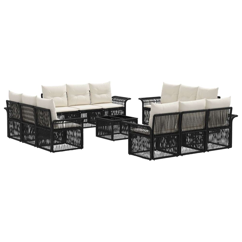 Ensemble de canapé de jardin 13 pc noir polyrotin