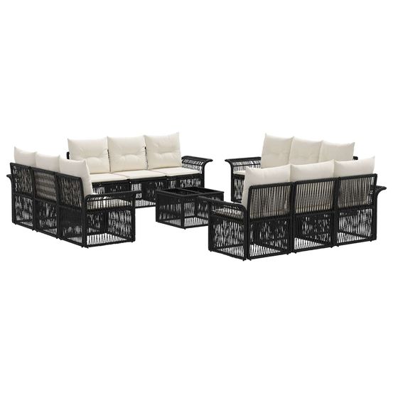Ensemble de canapé de jardin 13 pc noir polyrotin