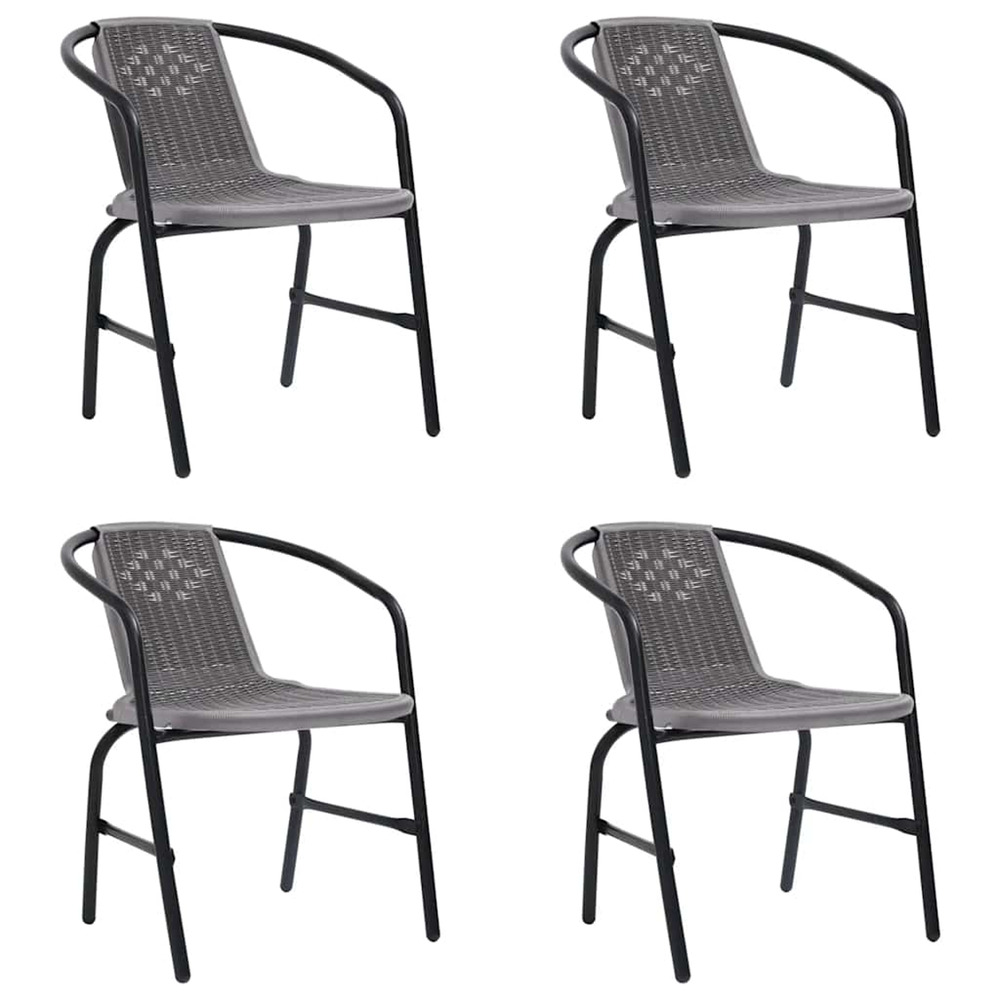 Chaises de jardin lot de 4 rotin plastique et acier 110 kg