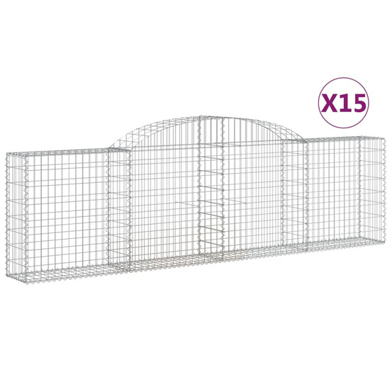 Paniers à gabions arqués 15 pcs 300x30x80/100 cm fer galvanisé