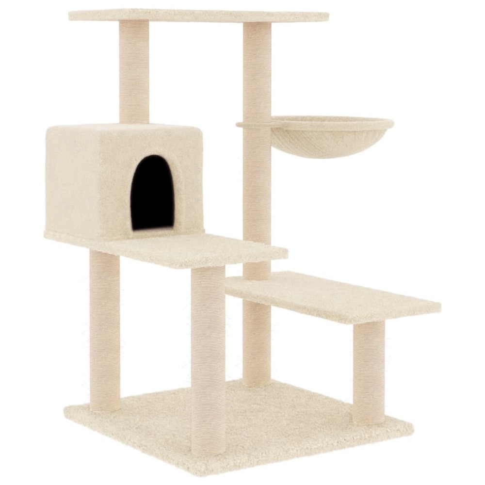 Arbre à chat meuble tour grimper jouet grattage grattoir escalade plateforme avec griffoirs en sisal 82,5 cm crème