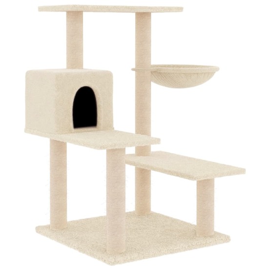 Arbre à chat meuble tour grimper jouet grattage grattoir escalade plateforme avec griffoirs en sisal 82,5 cm crème