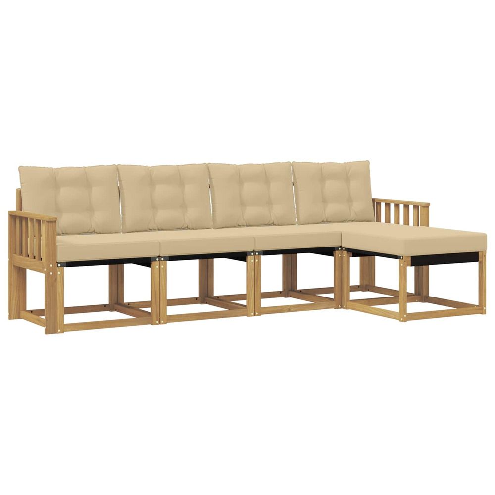 Ensemble de canapés d'extérieur 5 pc blanc et beige