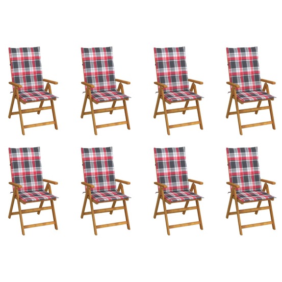 Chaises pliables de jardin avec coussins lot de 8 bois d'acacia