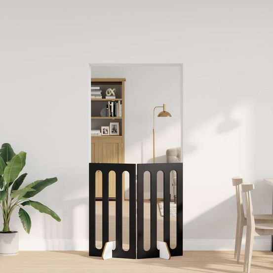 Clôture animaux bois ingénierie intérieur séparation flexible noir 100x90cm