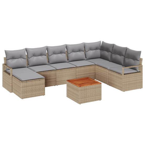 Ensemble de canapé de jardin 9 pcs beige et gris clair