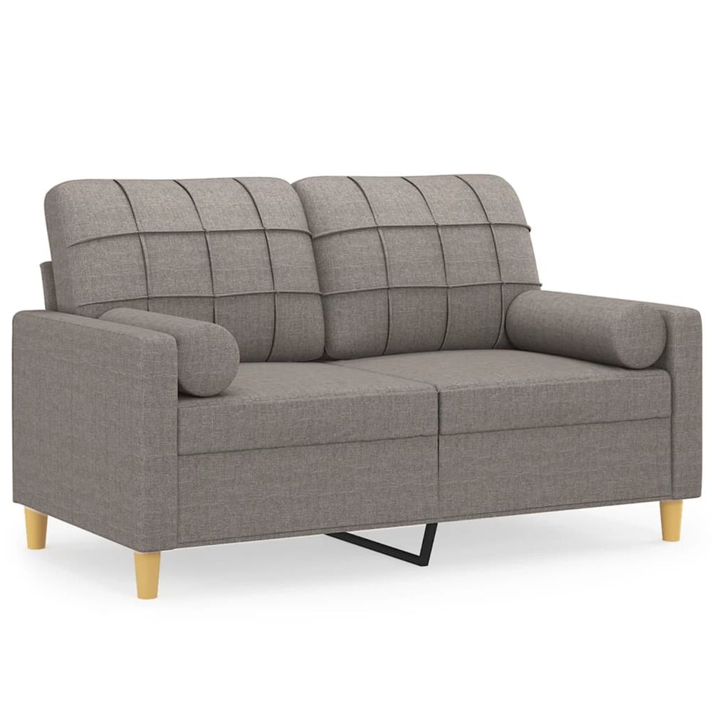 Canapé 2 places avec oreillers décoratifs taupe 120 cm tissu