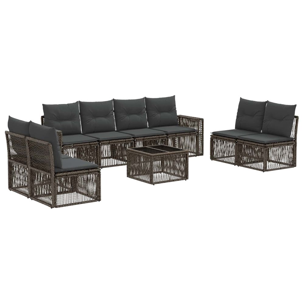 Ensemble de canapé de jardin 9 pc gris et gris foncé polyrotin