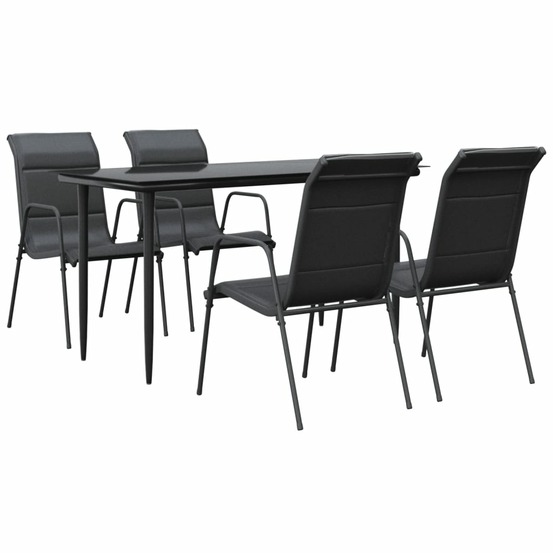 Ensemble à manger de jardin 5 pcs noir textilène et acier