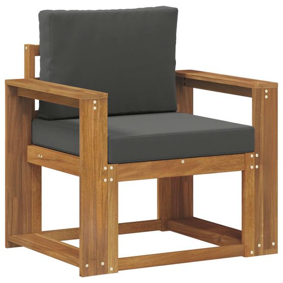 Canapé d’extérieur bois d'acacia massif et polyester naturel