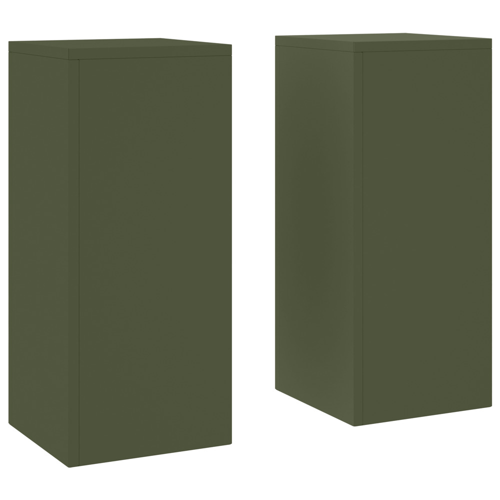 Supports de plantes extérieurs pillar 2 pcs vert olive 24x24x55 cm acier