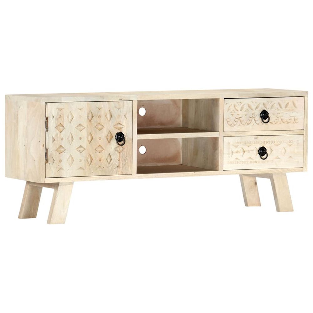 Meuble tv 110x30x44 cm bois massif de manguier