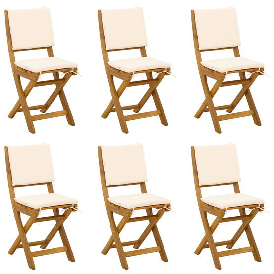 Chaises de bistrot d'extérieur avec coussin 6 pcs crème blanc